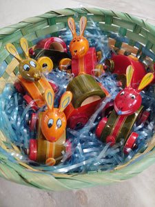 Handcrafted Wooden Bunny Cars from India