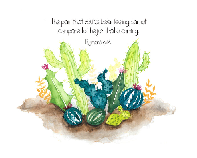 Joy Is Coming Cactus Watercolor Print