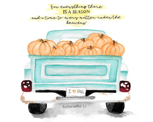 I Love Fall Truck Watercolor Print