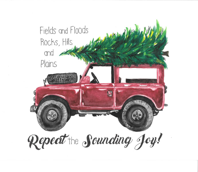 Christmas Joy Jeep Watercolor Print